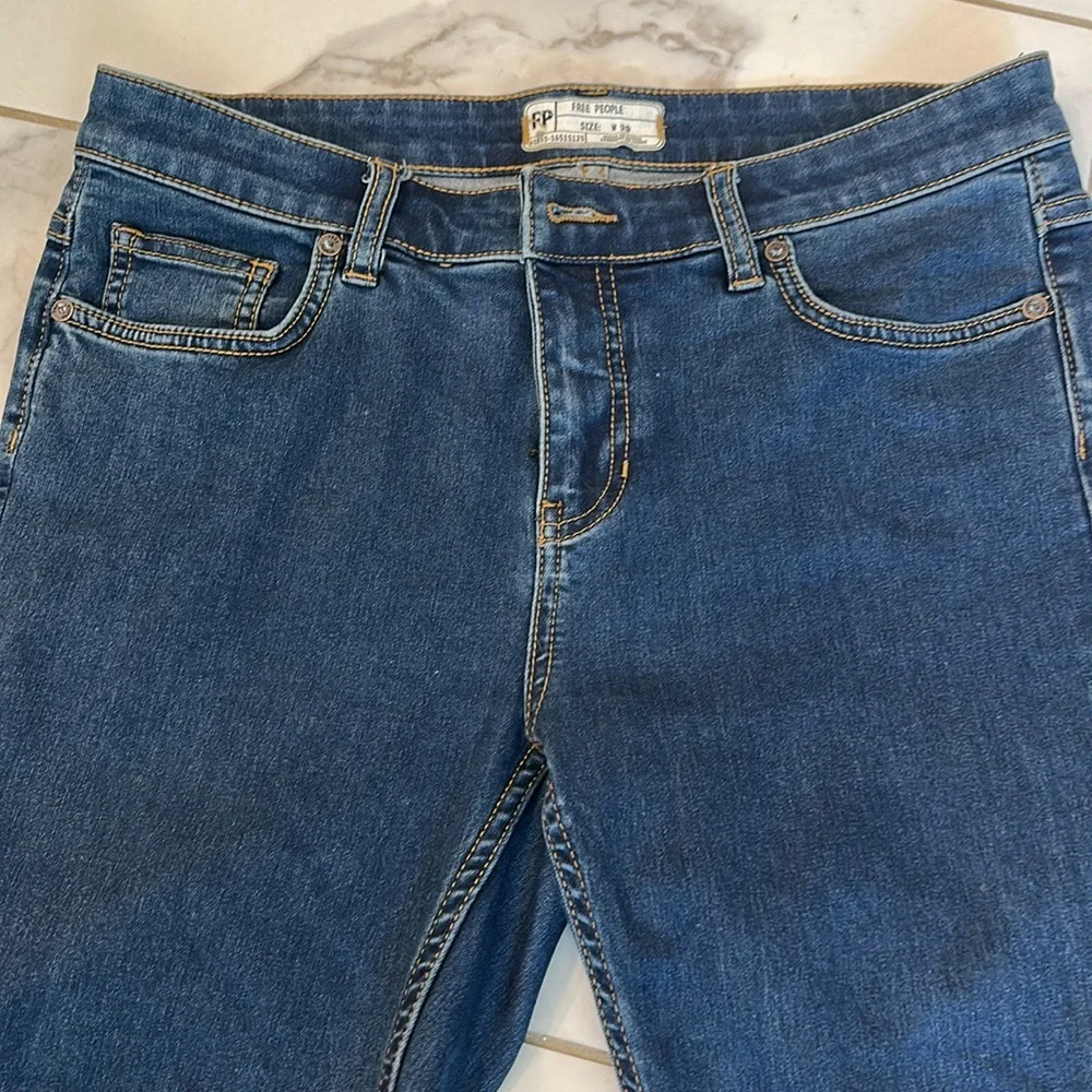 Free People Blue Flare Wide Leg Jeans - Picture 2 of 4